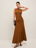 Ärmelloses Faltenkleid mit asymmetrischem Design