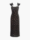 Florales Jacquard-Kleid mit Schleifenträgern