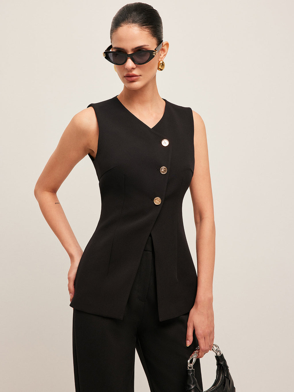 Gilet col V boutonné