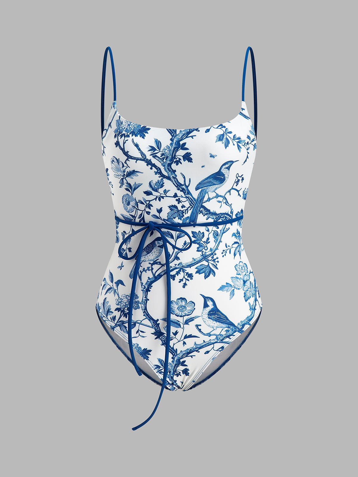 Maillot de bain une pièce à imprimé oiseau et à nouer à la taille