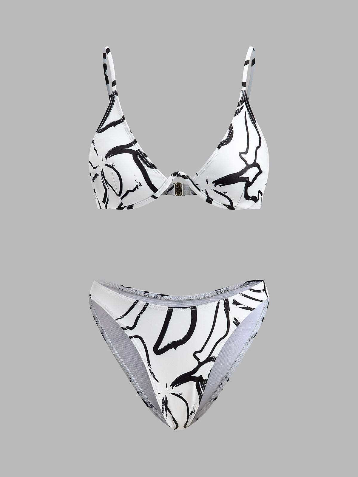 Bikini-Set mit Dreieckstop und abstraktem Print