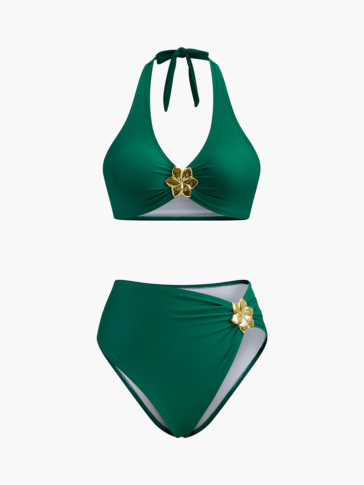 Bikini-Set mit Neckholder und Blumen-Metalldetail