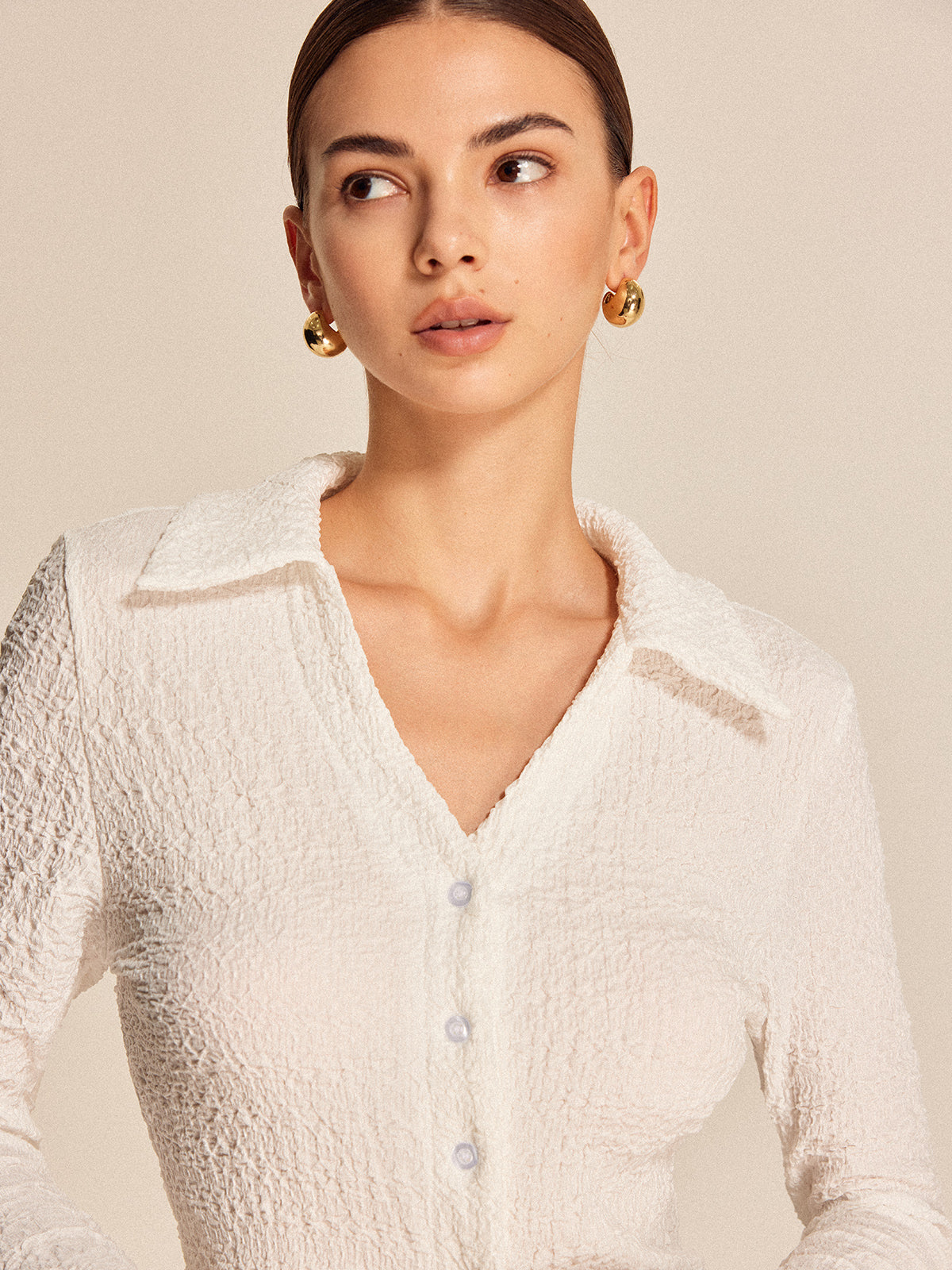 Chemise à boutons texturée 