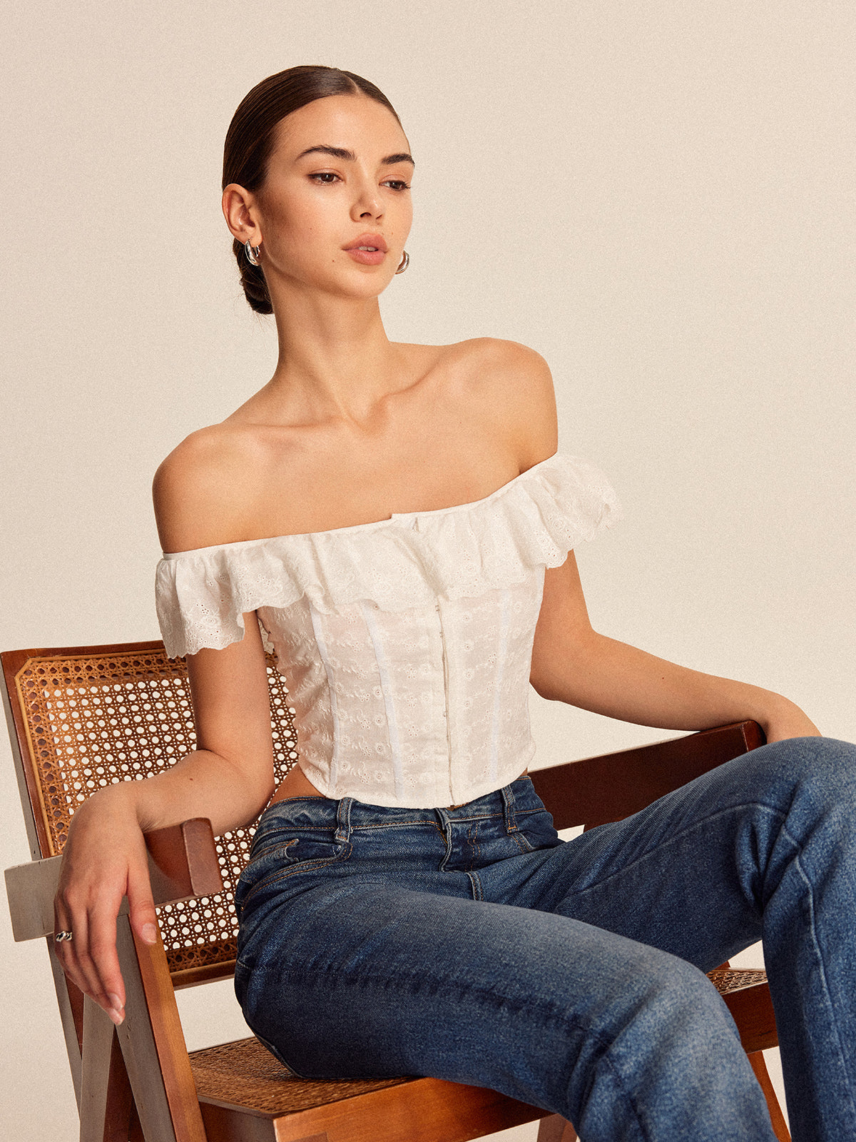 Off-Shoulder-Top mit Schnürung am Rücken