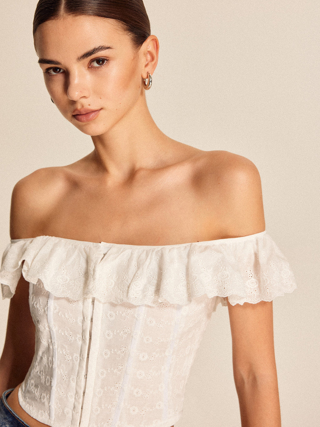 Off-Shoulder-Top mit Schnürung am Rücken