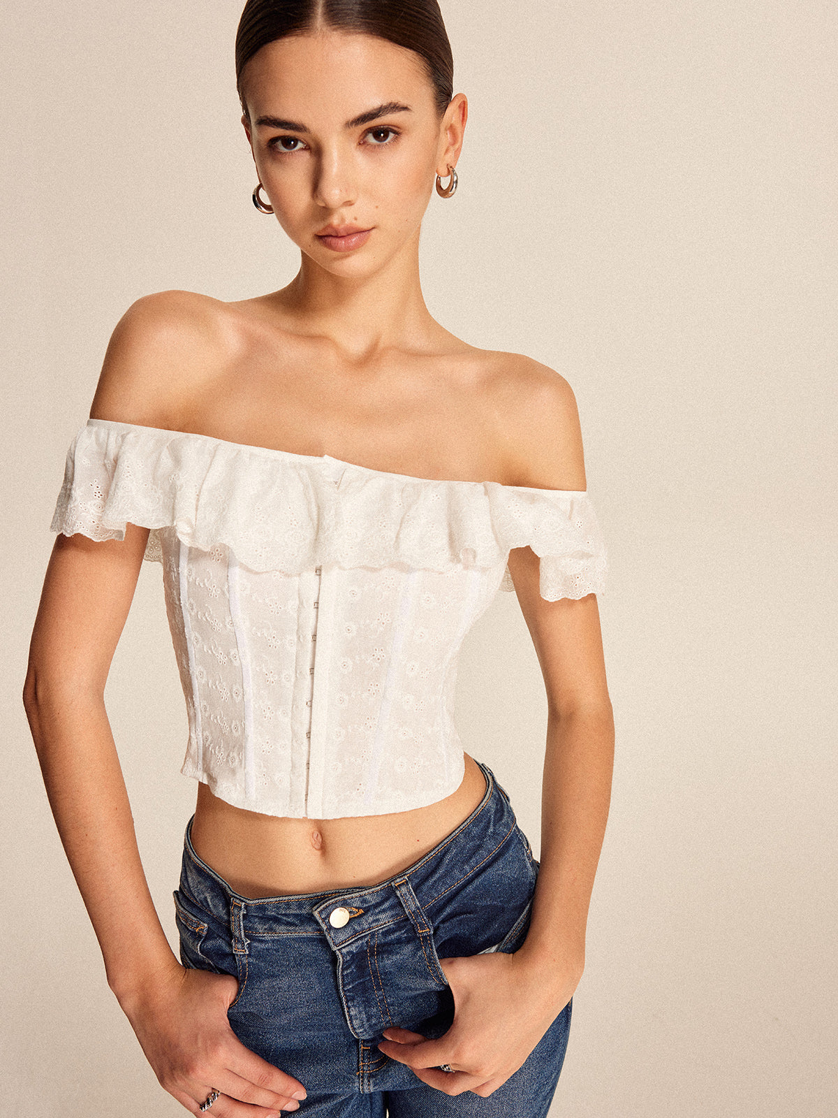 Off-Shoulder-Top mit Schnürung am Rücken