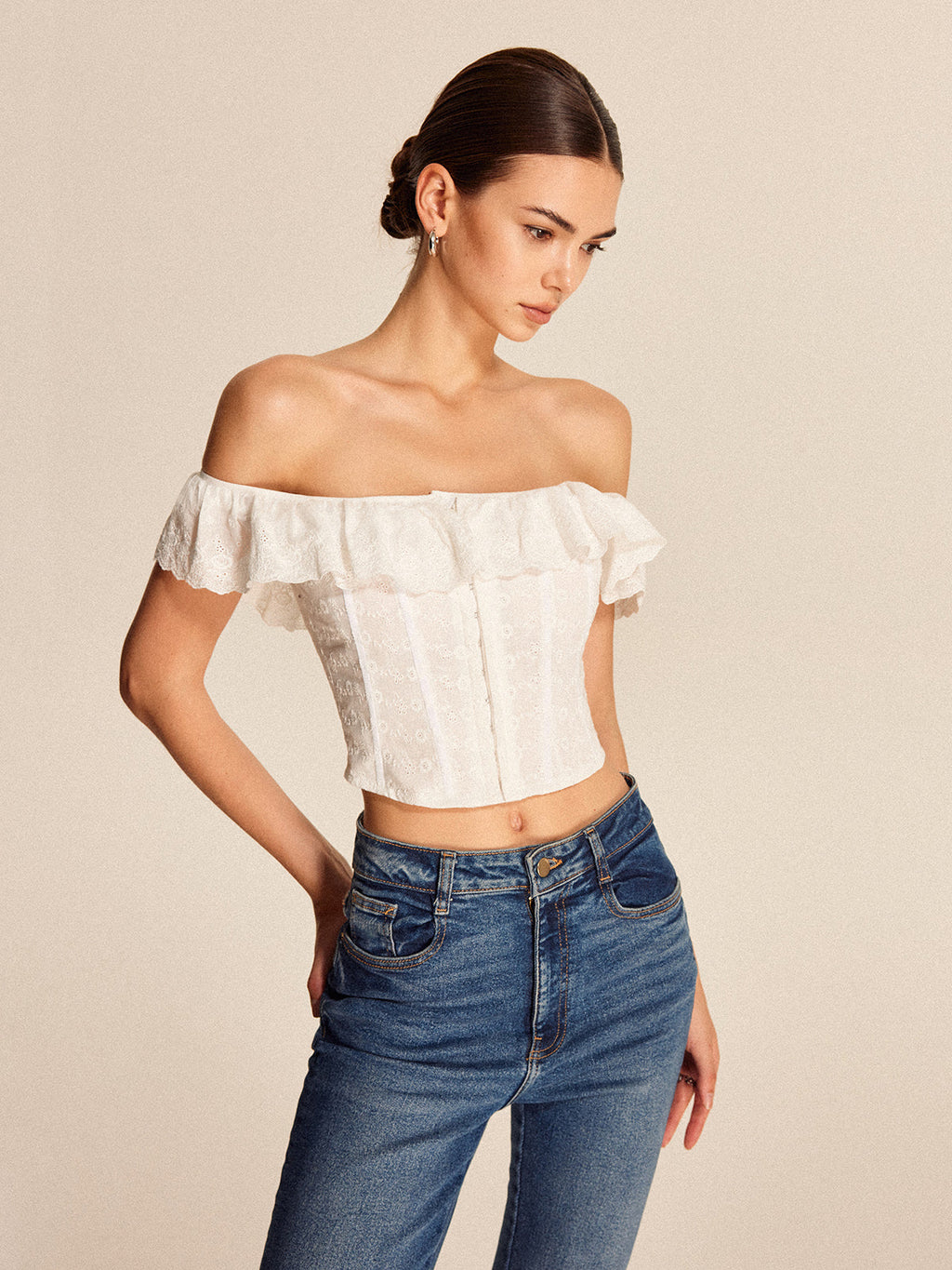 Off-Shoulder-Top mit Schnürung am Rücken