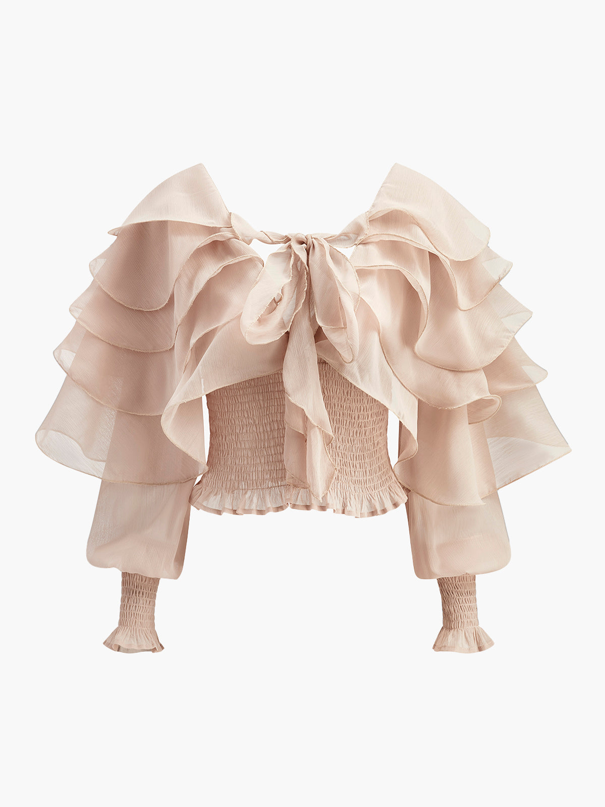 Haut dos nu à volants en mousseline semi-transparente 