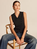 Gilet boutonné à col en V