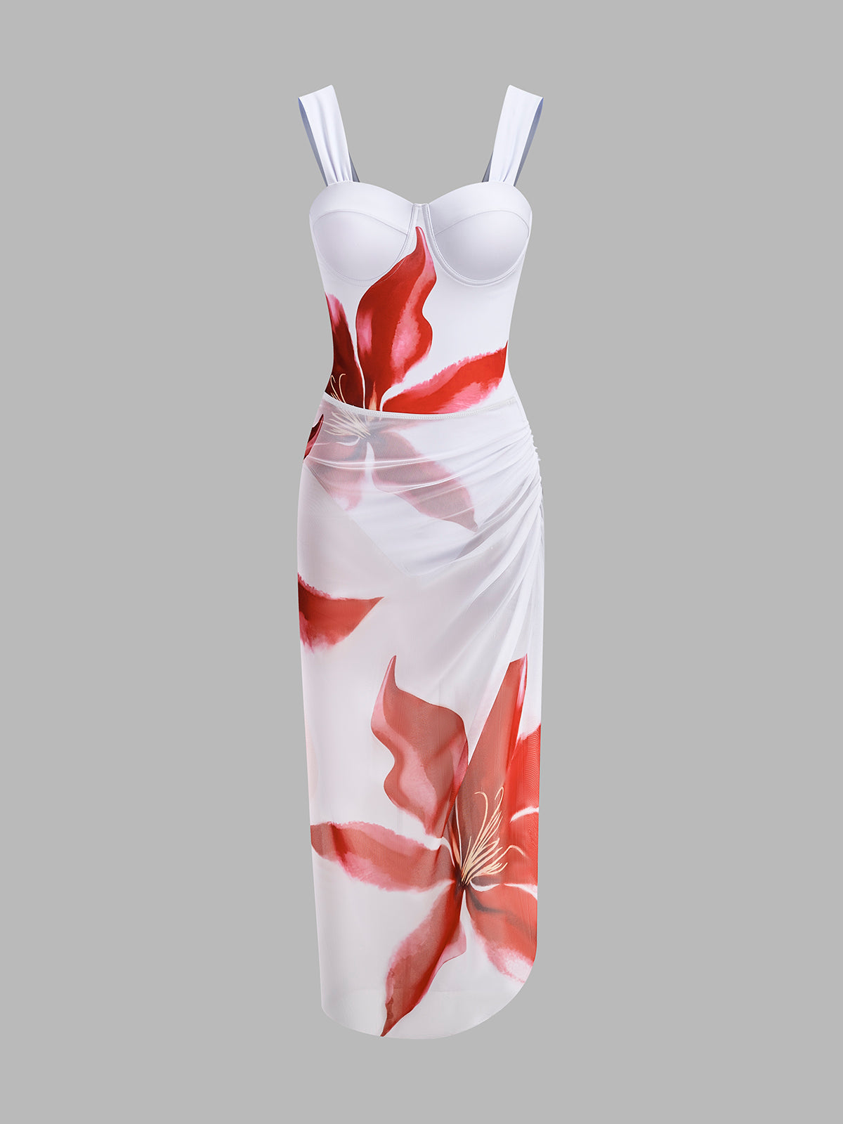 Einteiler im Korsettstil mit drapiertem Überwurf 