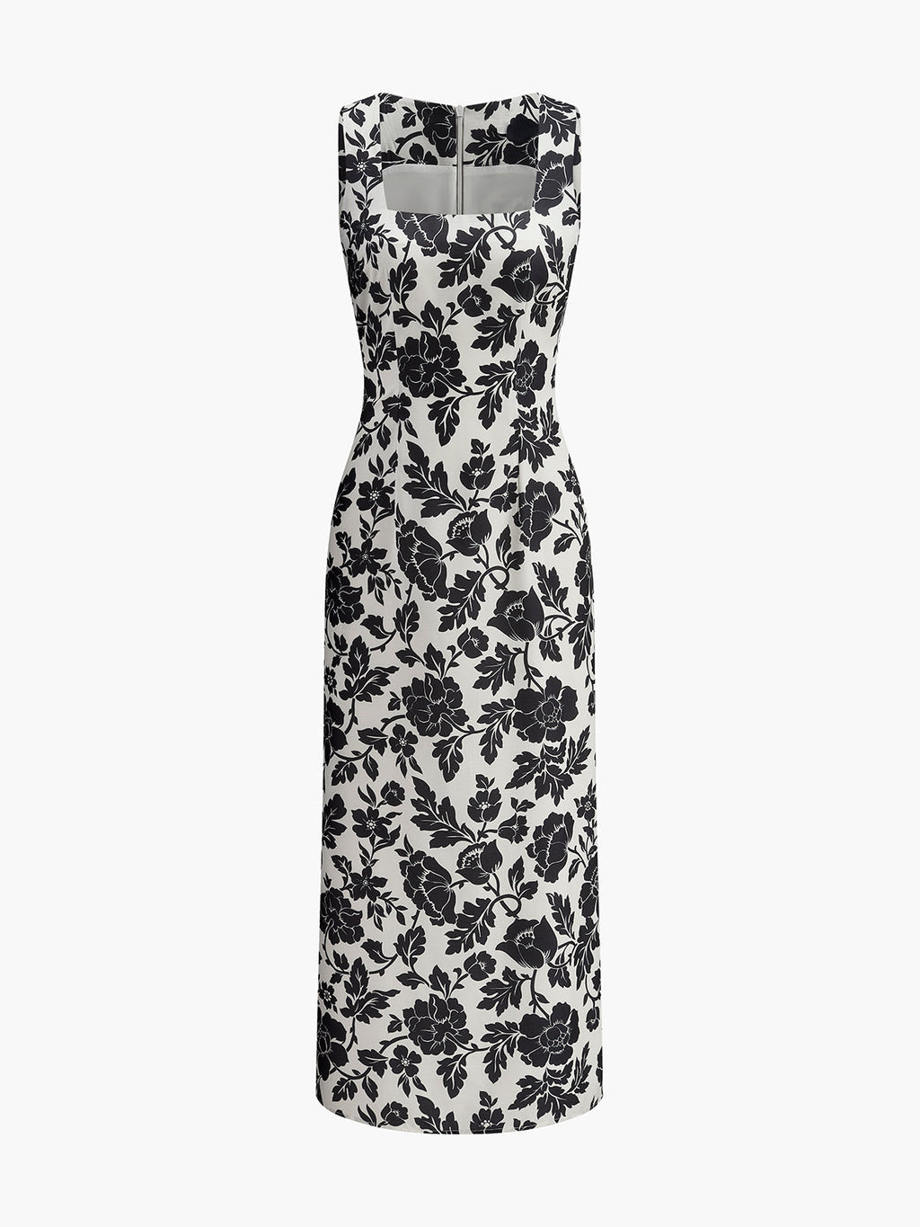 Geblümtes Slipdress mit eckigem Ausschnitt