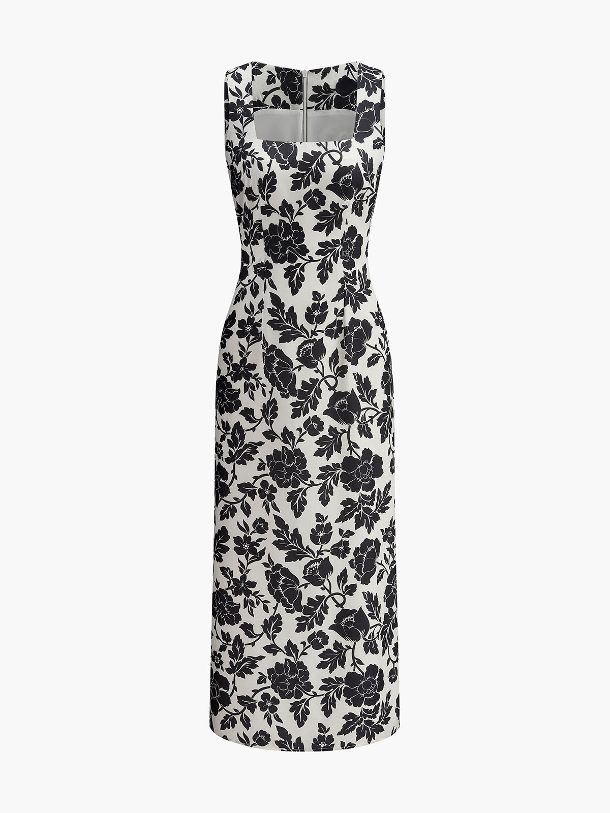 Geblümtes Slipdress mit eckigem Ausschnitt
