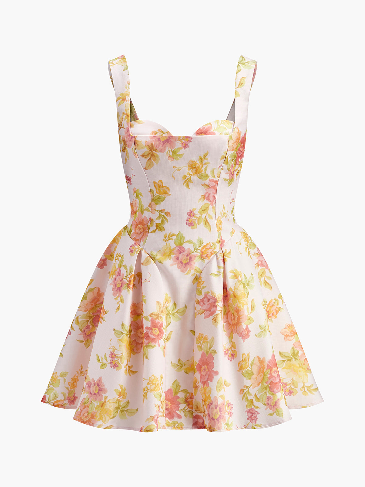 Robe sans manches à imprimé floral et décolleté cœur 