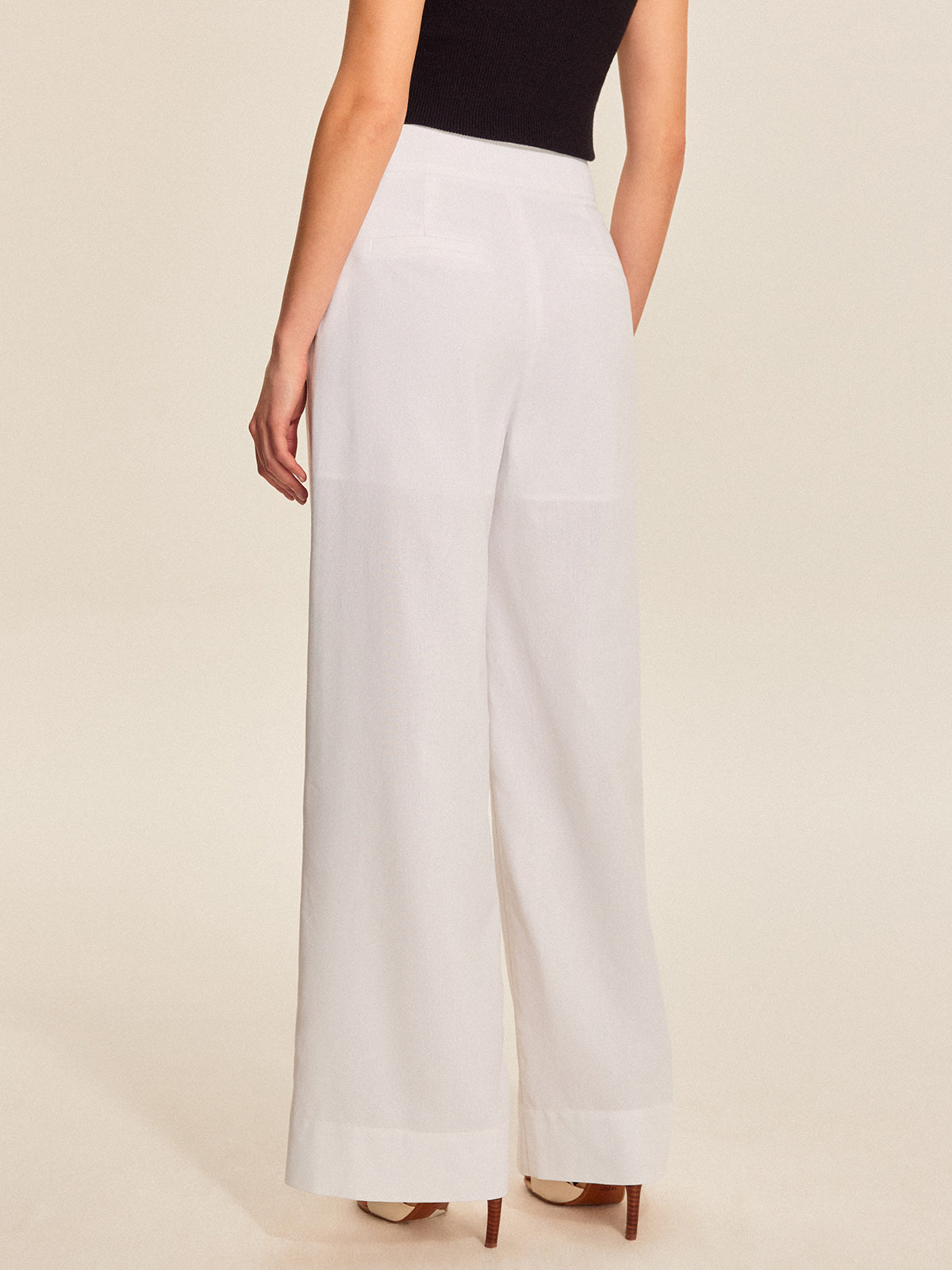 Mid-Waist Wide-Leg Pants With Pockets