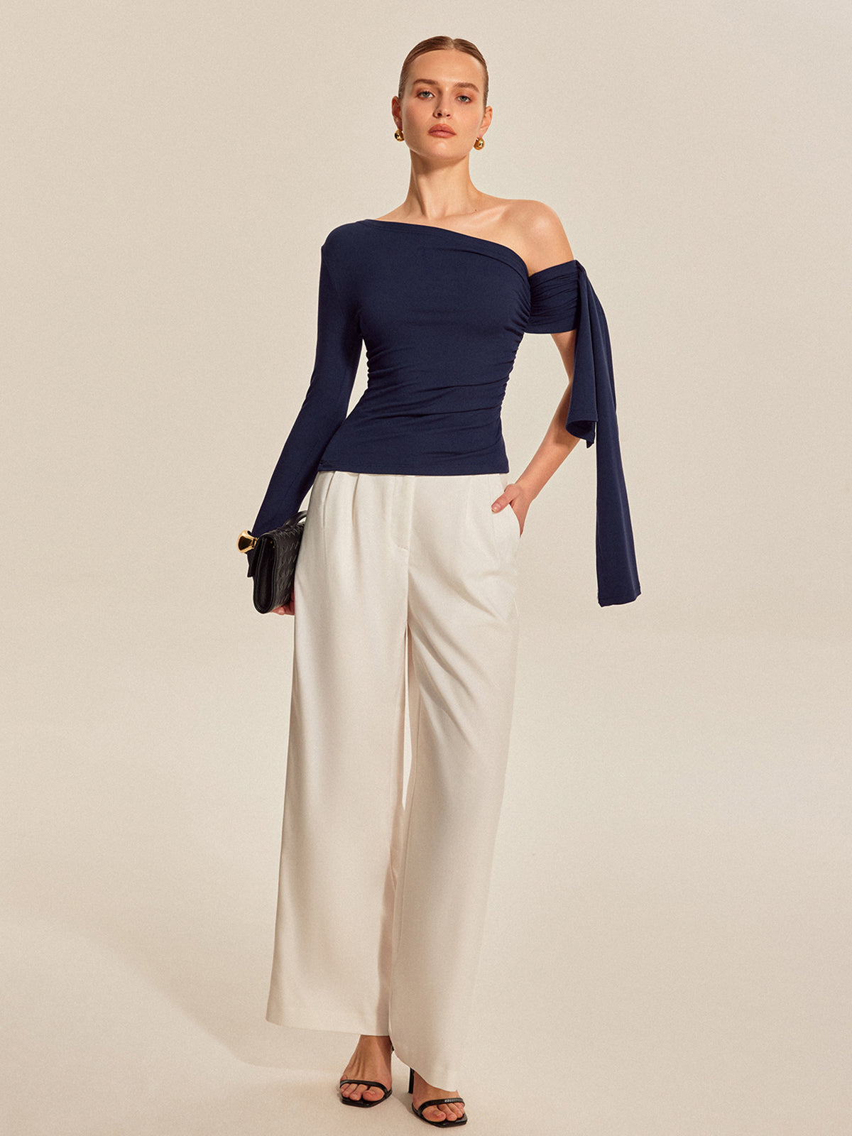 Asymmetrical Draped Sleeve Top