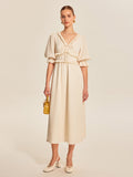 Ruffle Trim Drawstring Dress