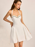 Florales Korsettkleid mit Bindekragen