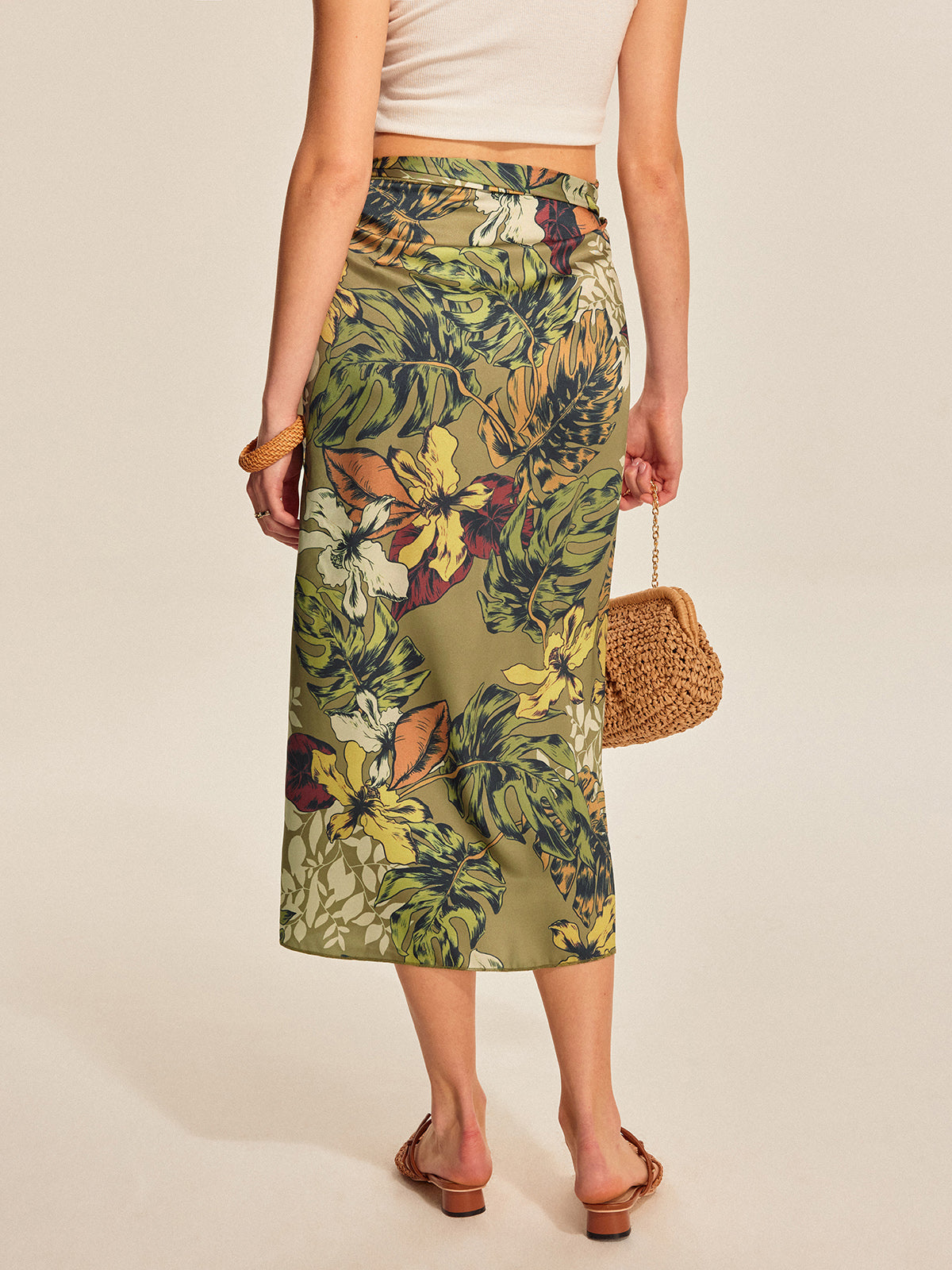 Tie Detail Floral Print Wrap Skirt