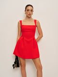 Robe dos nu à encolure carrée avec nœud