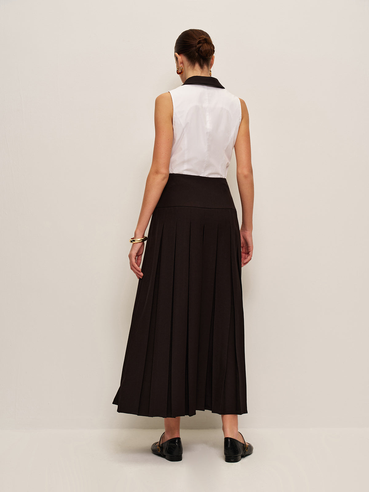 Pleated Split Skirt
