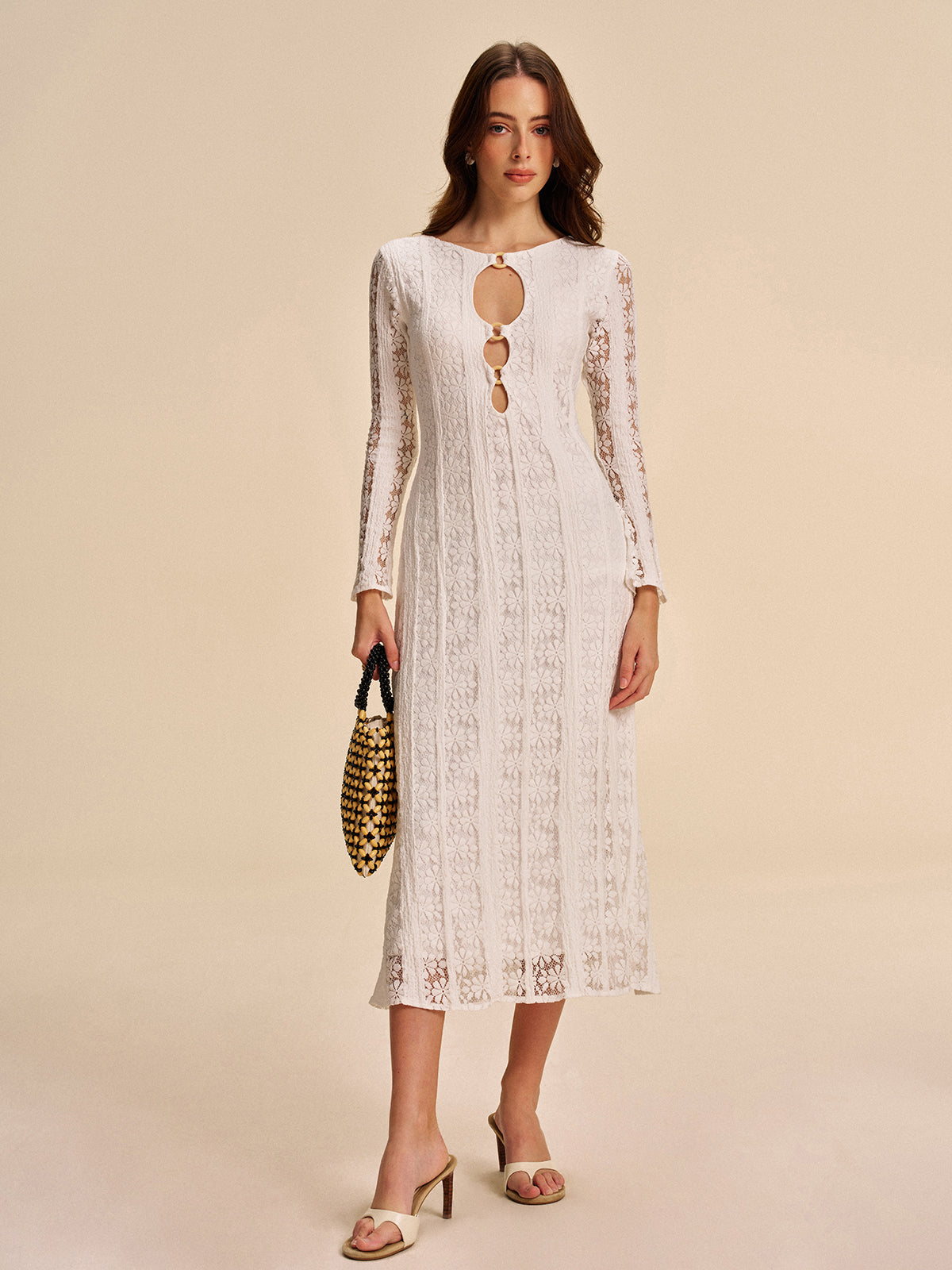 Cutout Detail Lace Dress