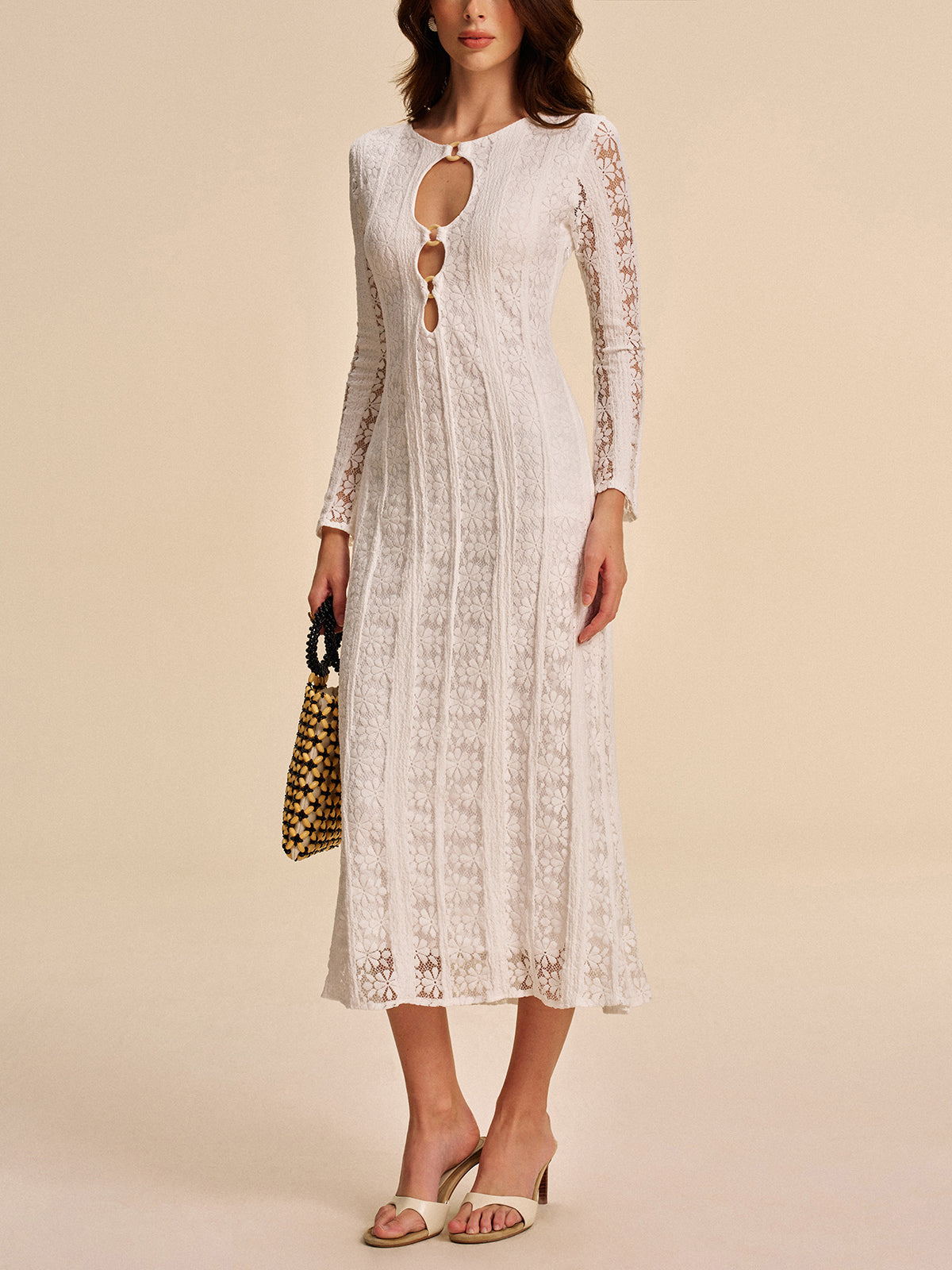 Cutout Detail Lace Dress