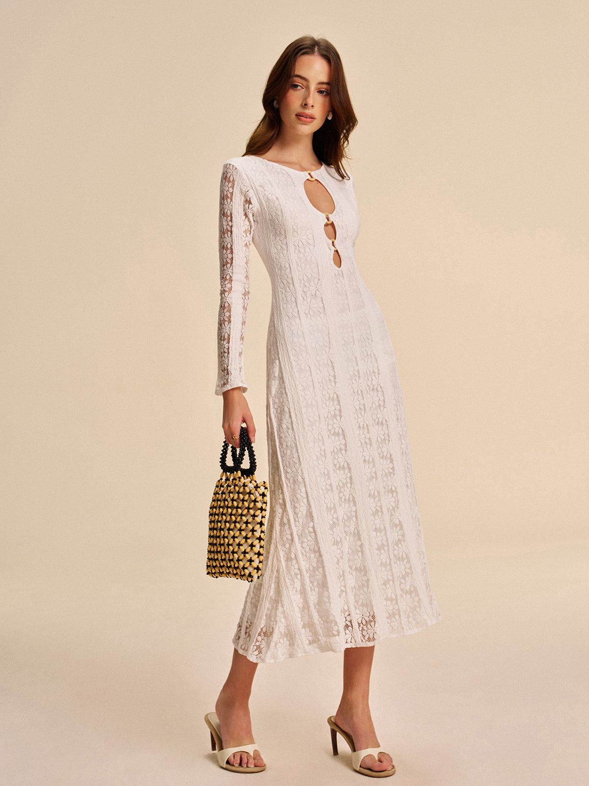 Cutout Detail Lace Dress