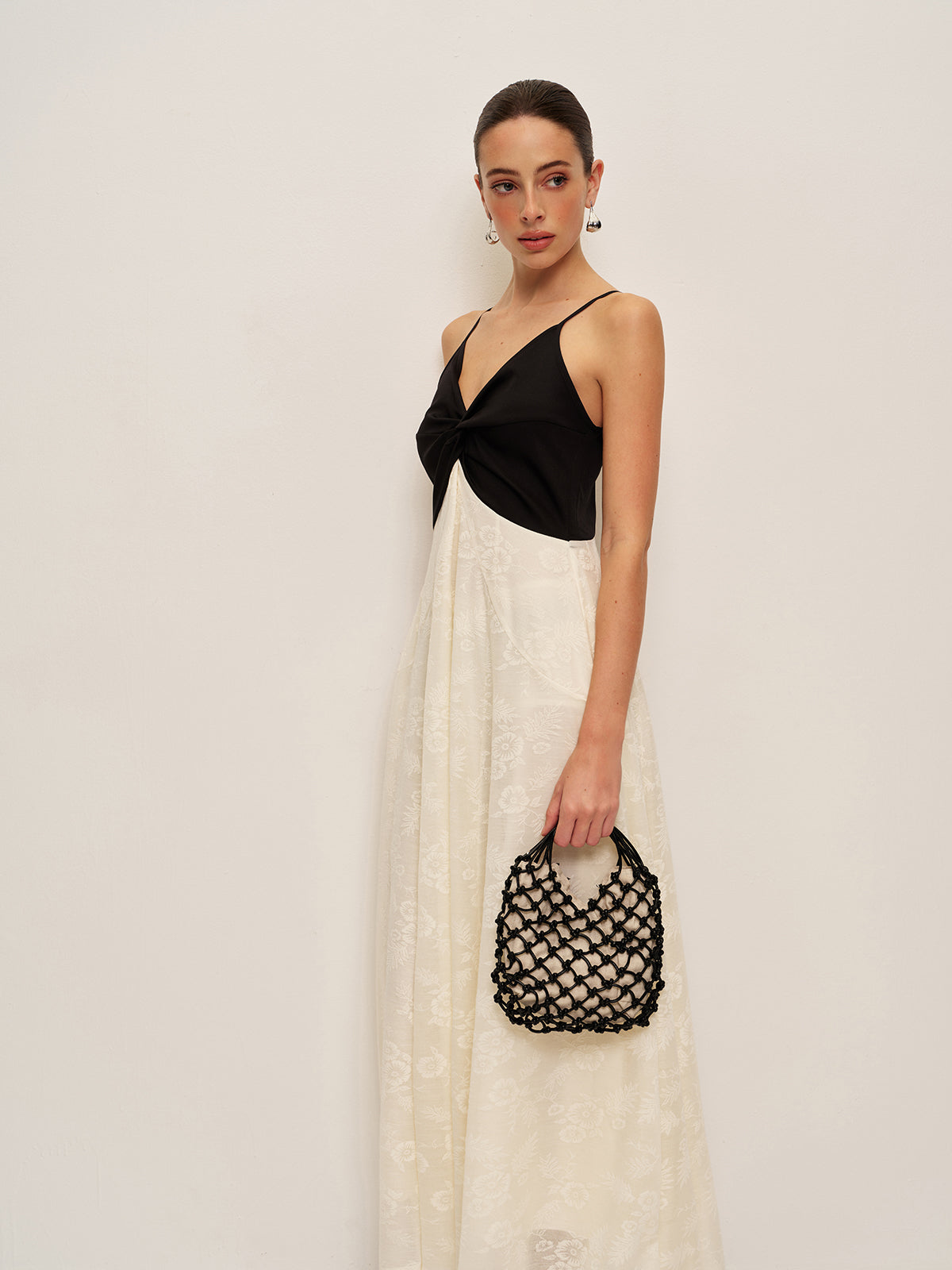 Two-Tone Twist-Front Cami Dress