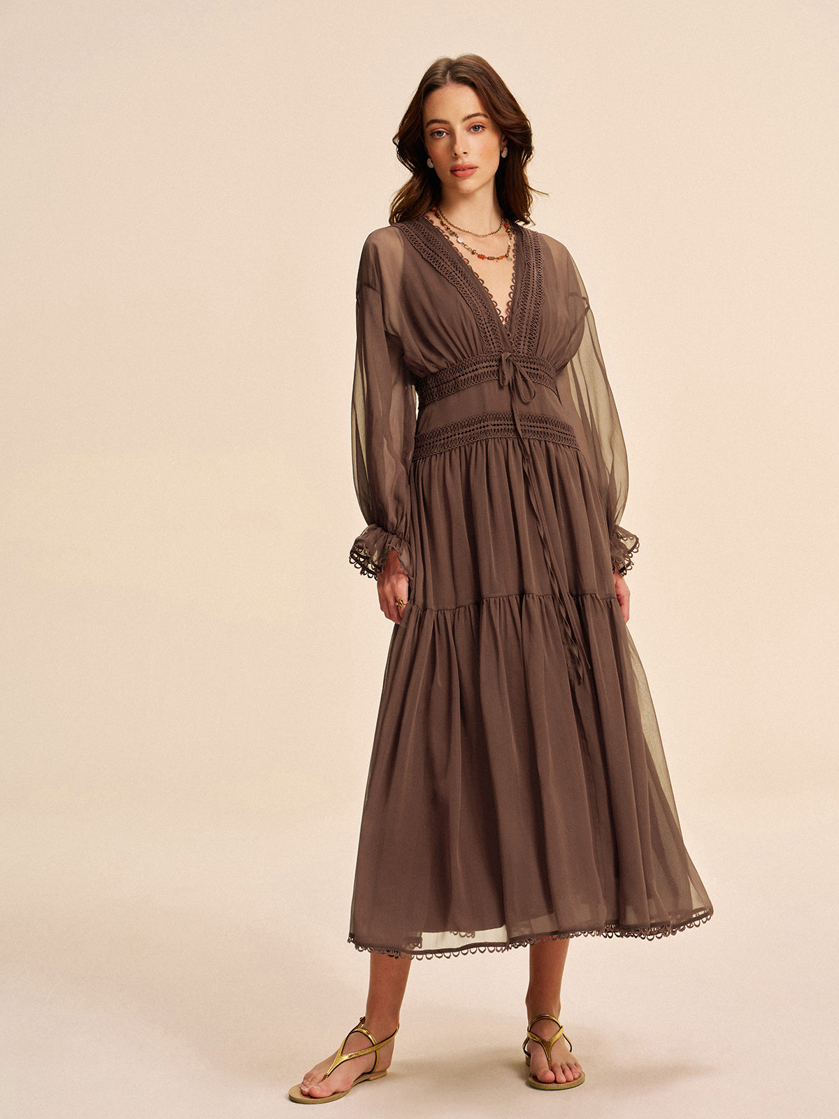 Robe en mousseline semi-transparente style bohème