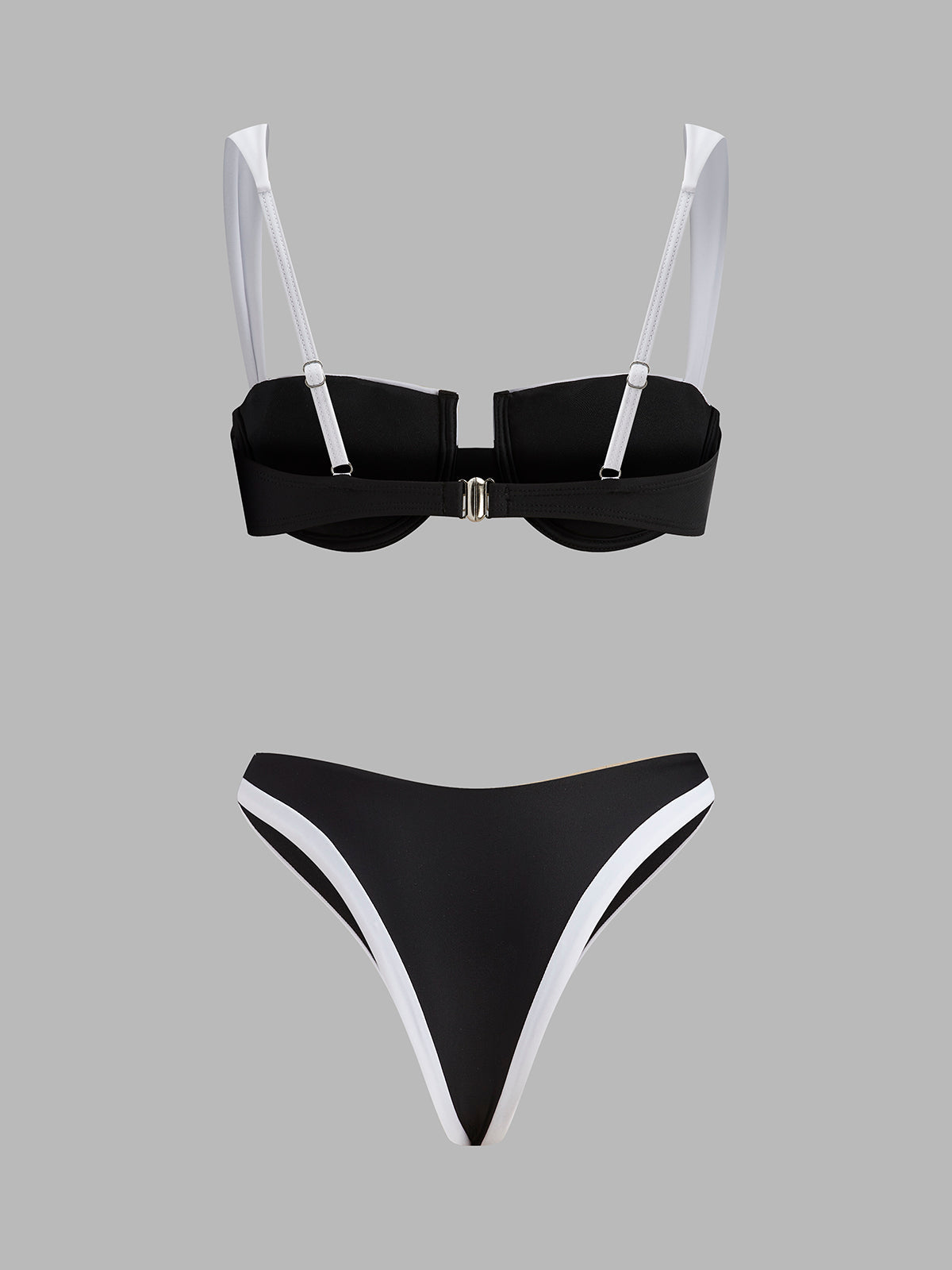 Bikini-Set mit kontrastfarbenen Ziernähten und Cut-outs 