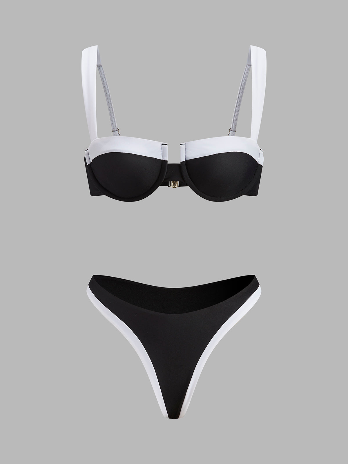 Bikini-Set mit kontrastfarbenen Ziernähten und Cut-outs 