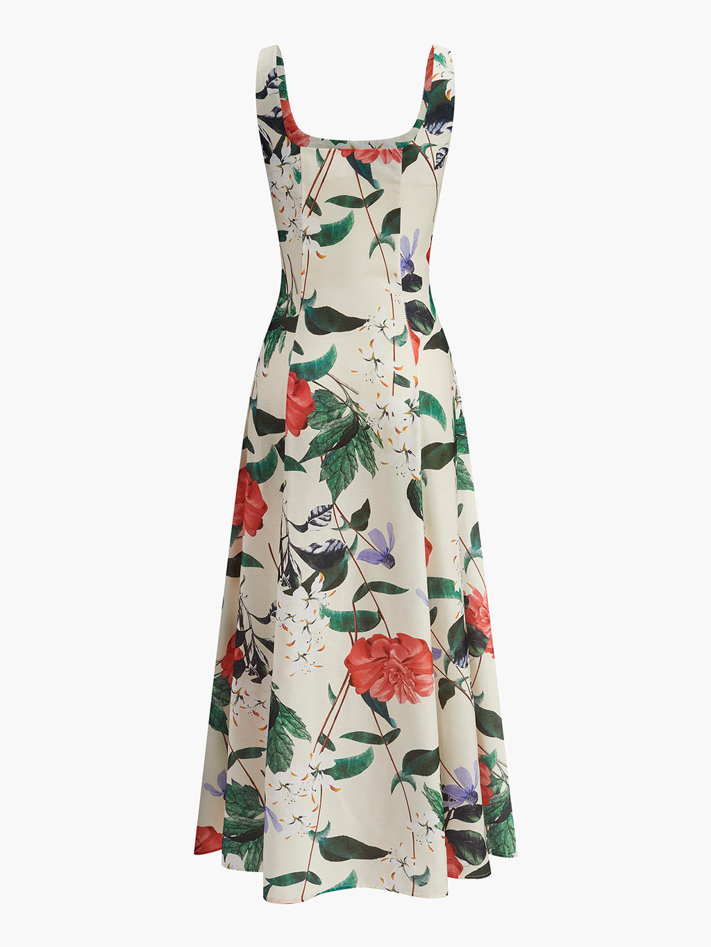 Kleid mit eckigem Ausschnitt, Blumenprint und Reißverschluss