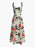Kleid mit eckigem Ausschnitt, Blumenprint und Reißverschluss