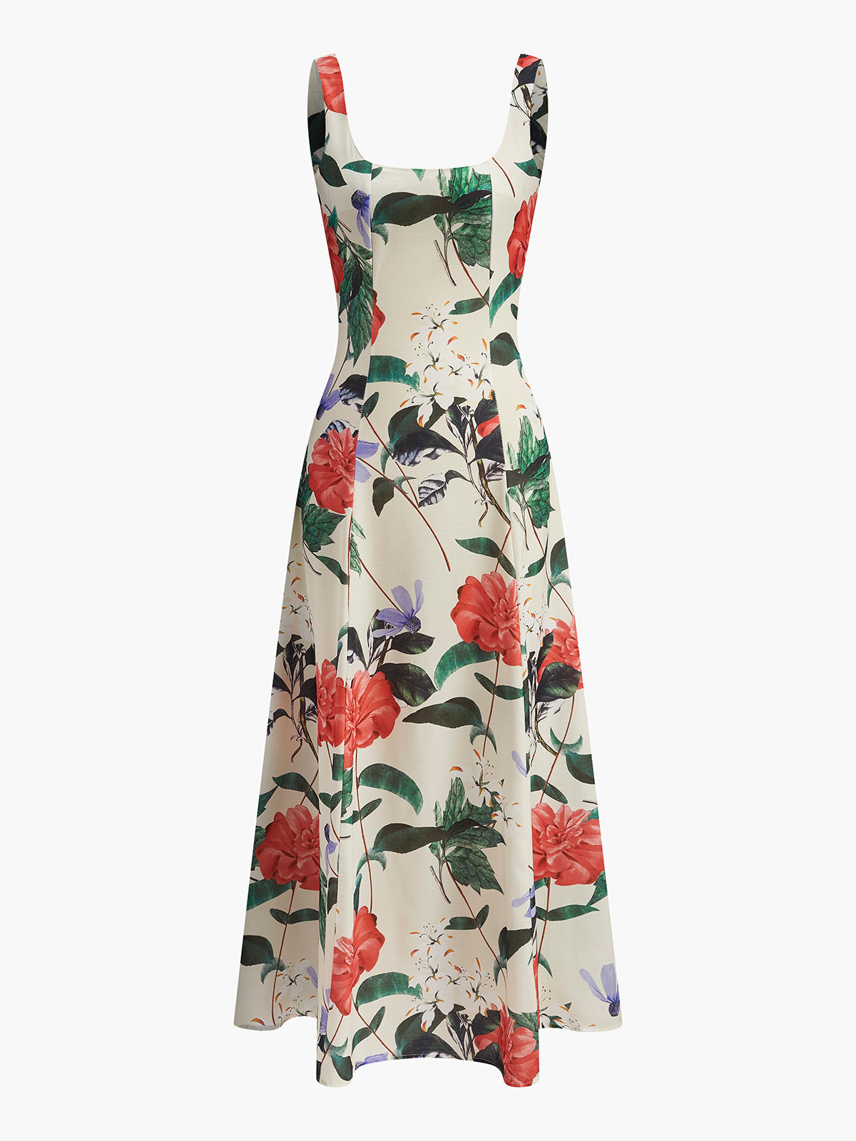Robe zippée à imprimé floral et encolure carrée