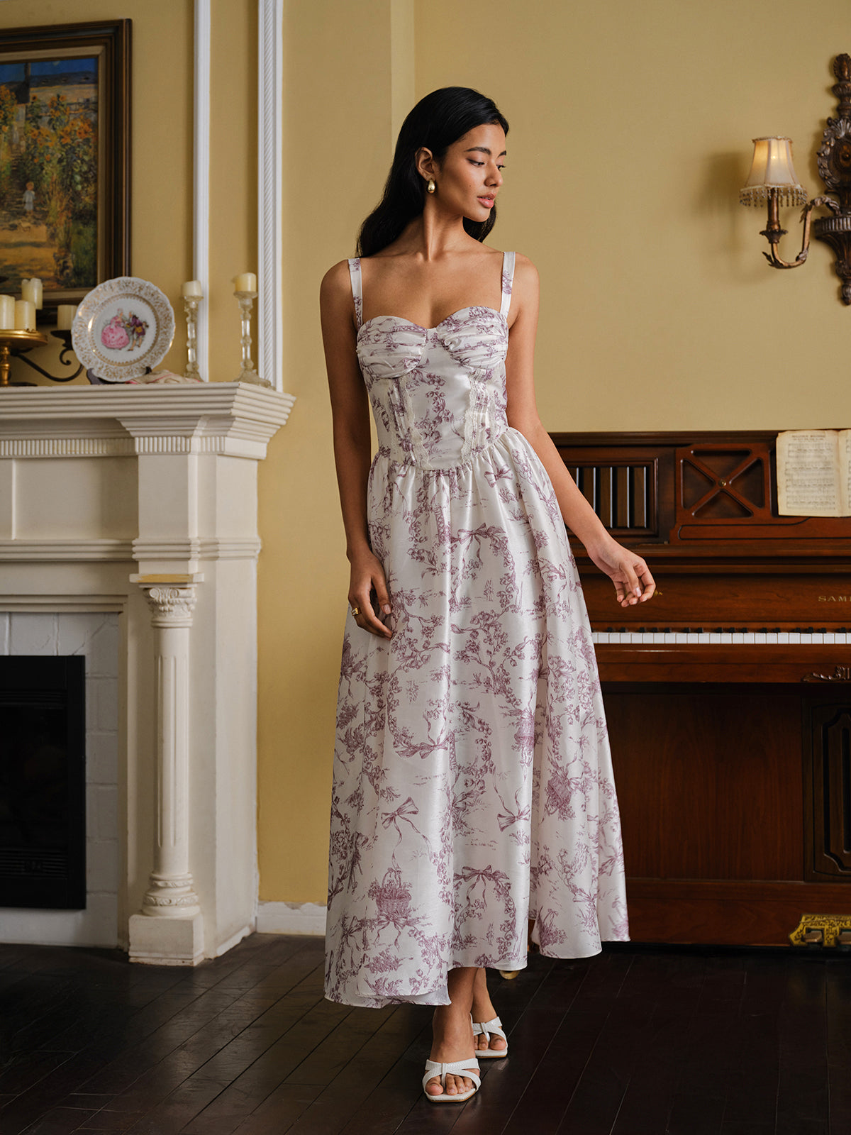 Korsettkleid mit Toile-Muster