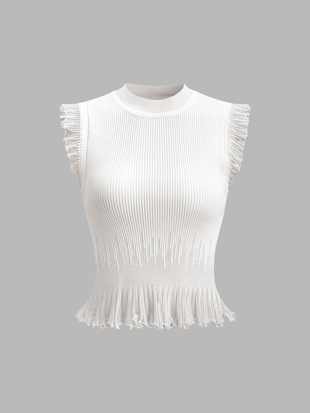 Ribbed Knit Ruffle Top