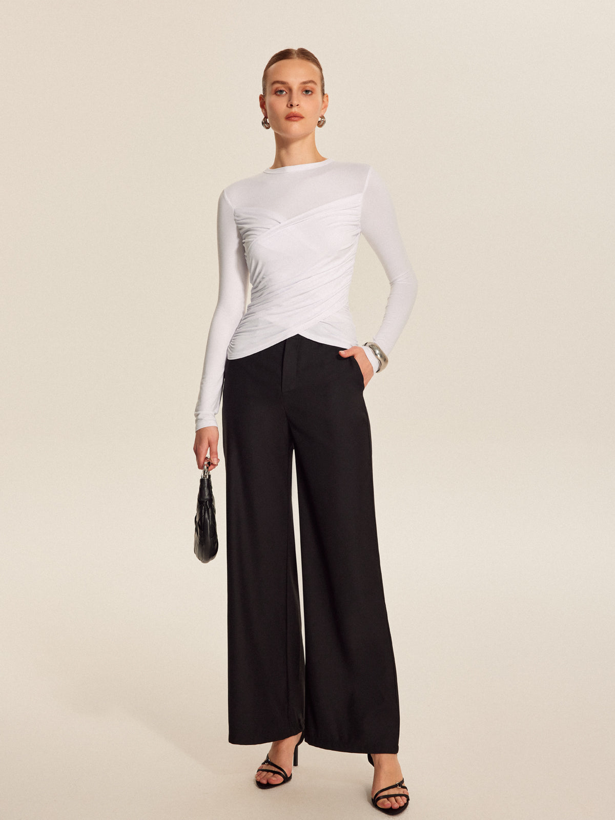 Twist-Front Long Sleeve Top