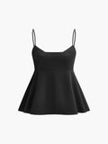 Spaghetti-Träger-Camisole-Oberteil mit ausgestelltem Saum