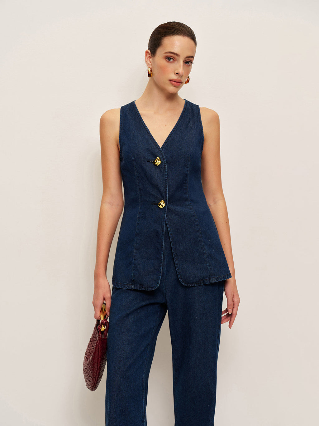 Gilet boutonné en jean classique
