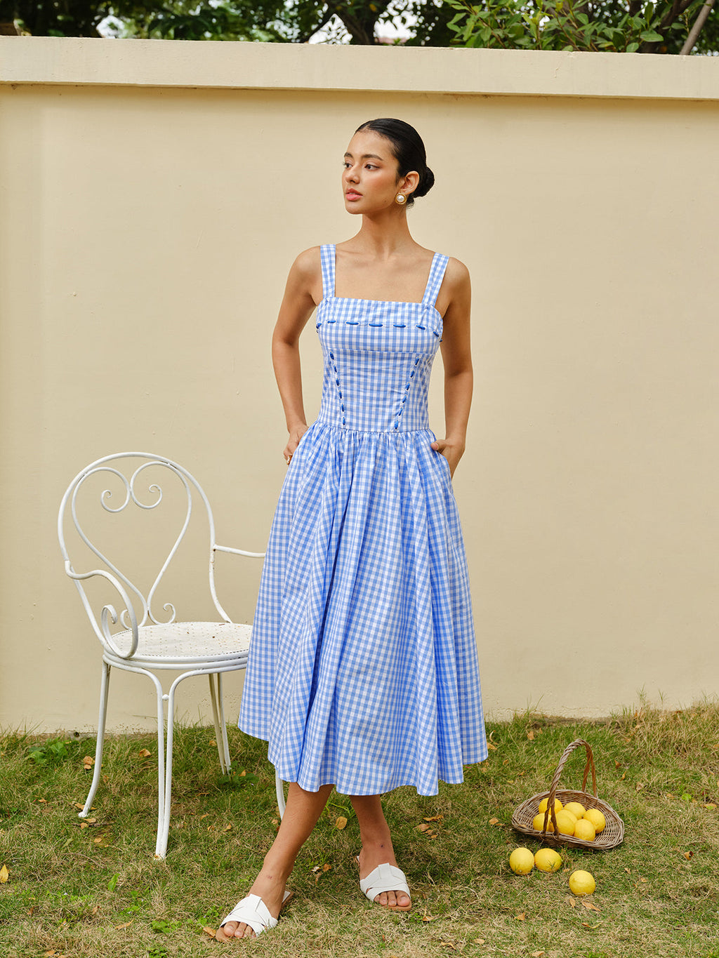Schnür-Korsettkleid mit Schachbrettmuster