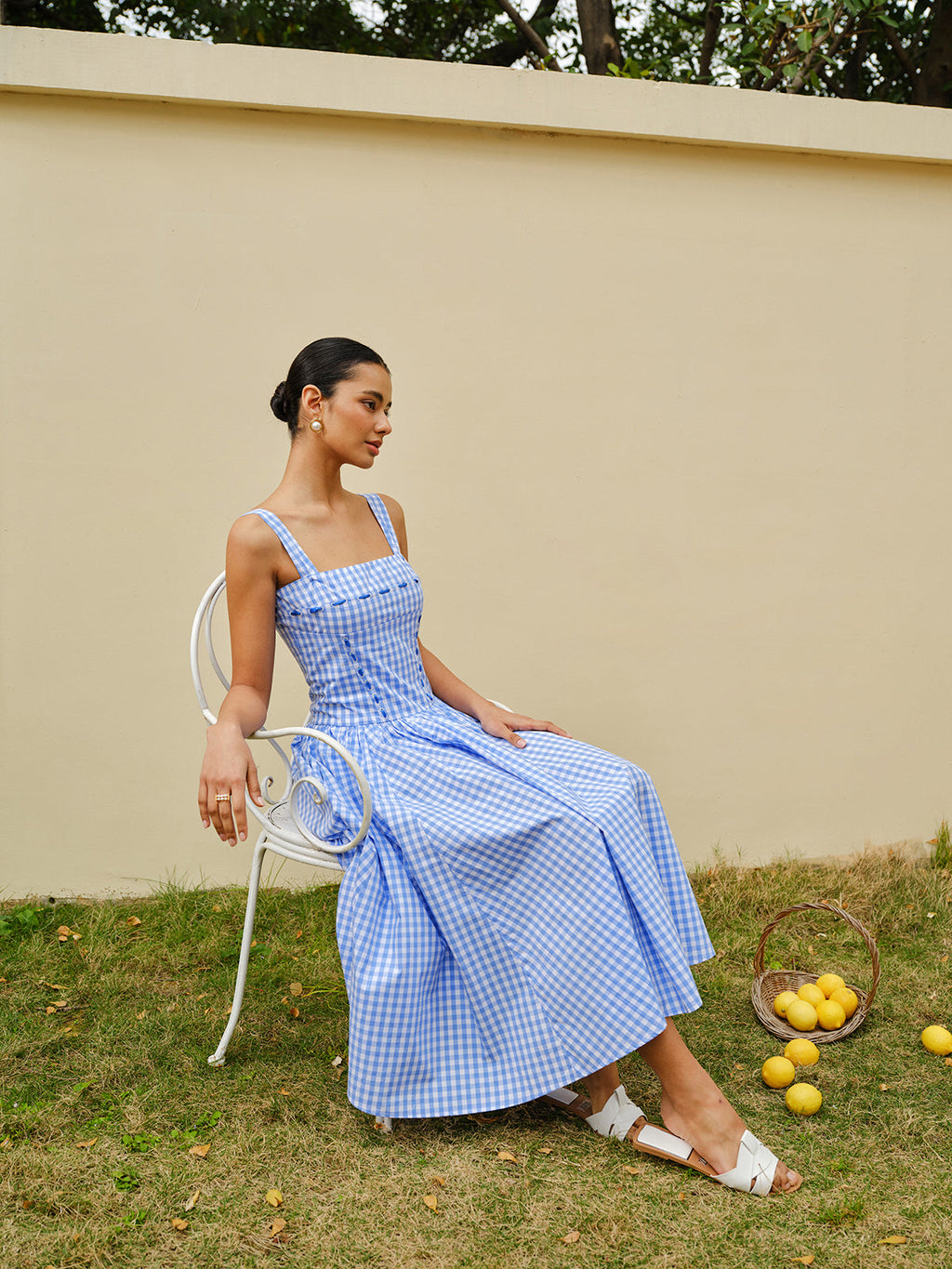 Schnür-Korsettkleid mit Schachbrettmuster