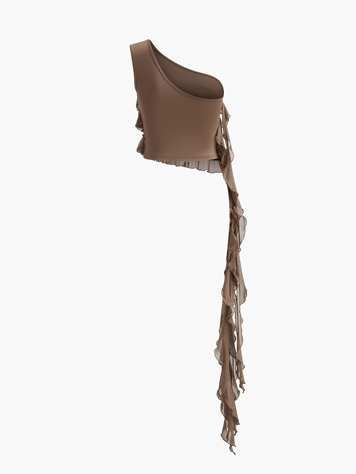 One-Shoulder Ruffled Rosette Detail Top