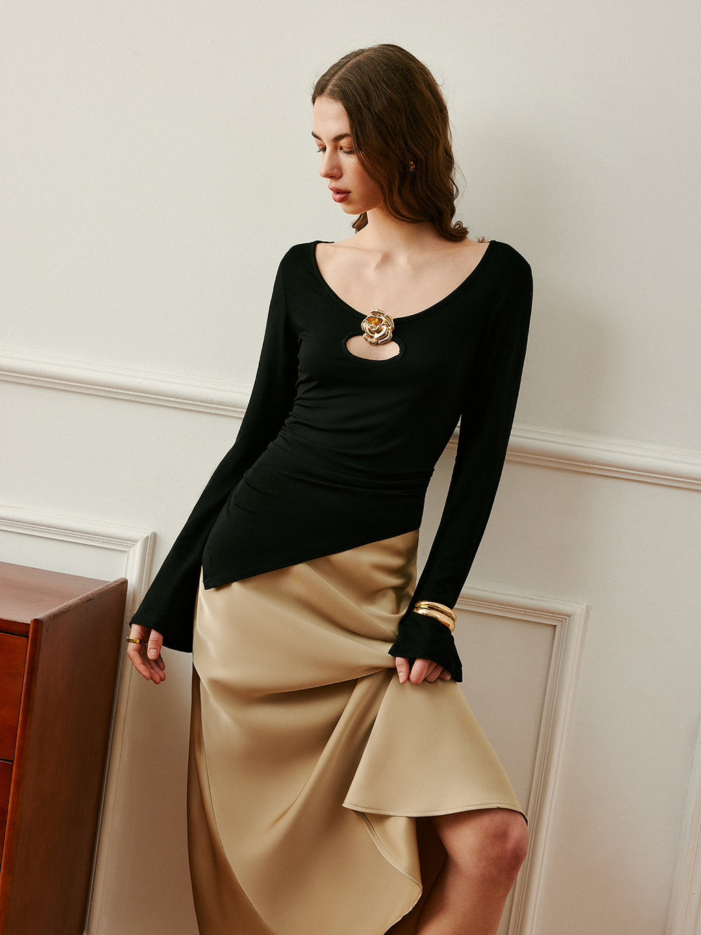 Satinrock mit hoher Taille