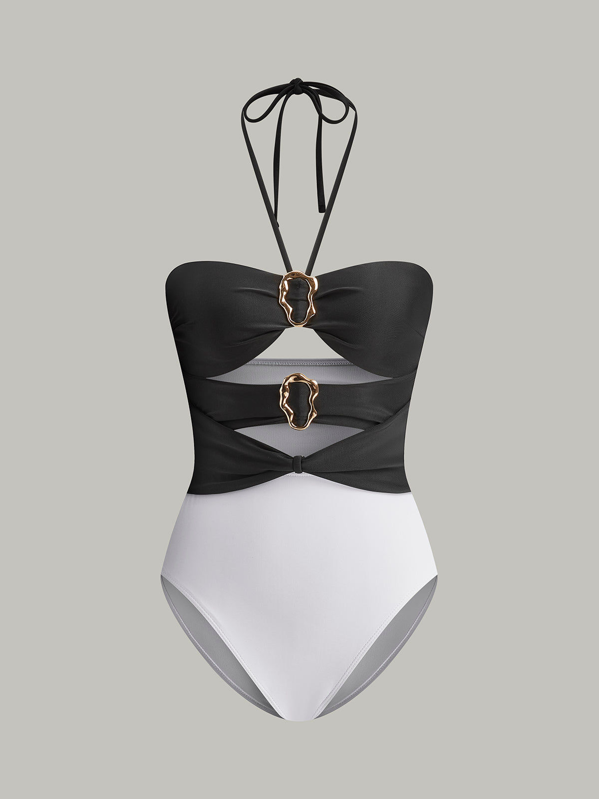 Neckholder Badeanzug mit Cutouts und Metallring