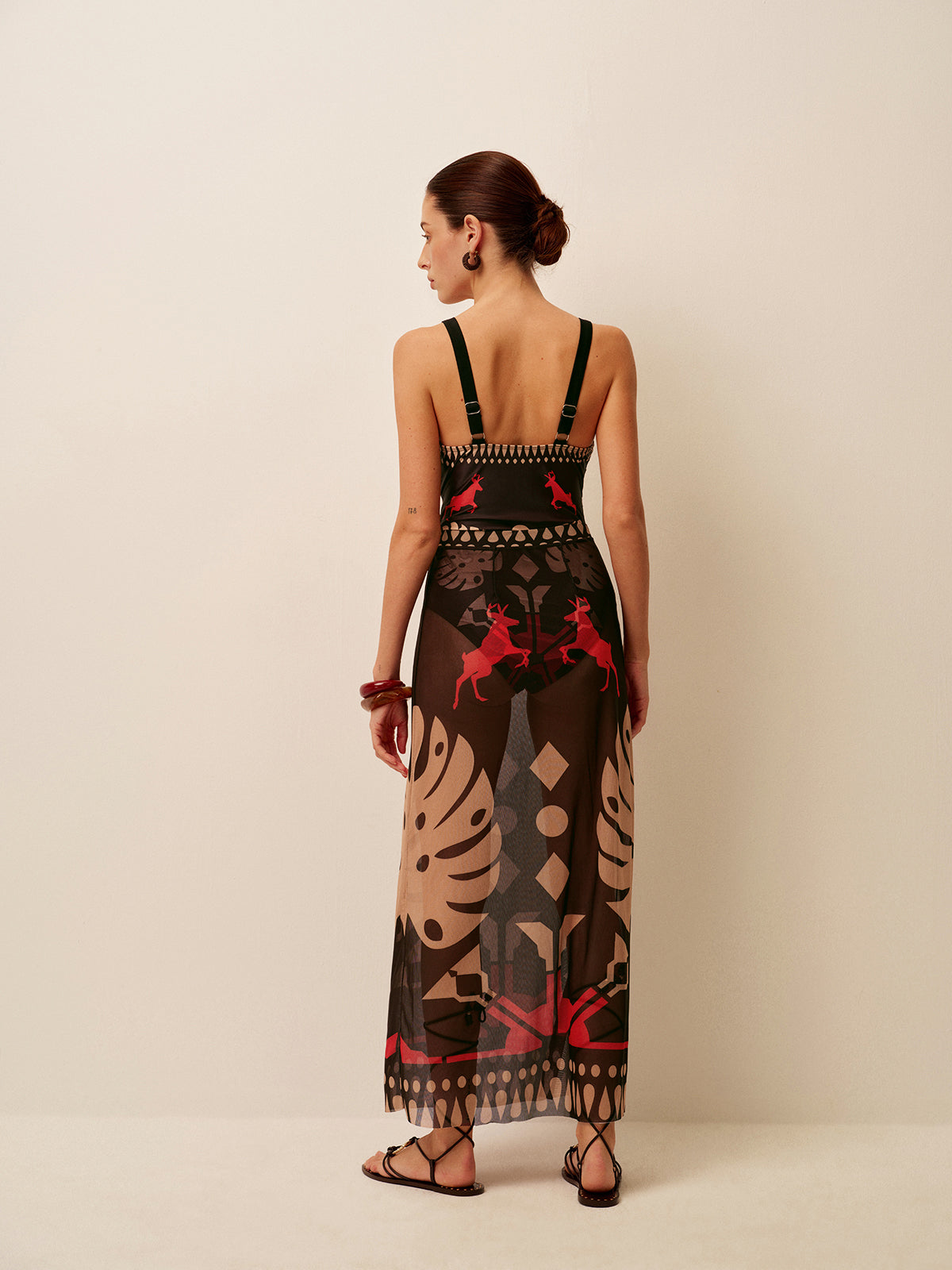 Sheer Printed Sarong Skirt