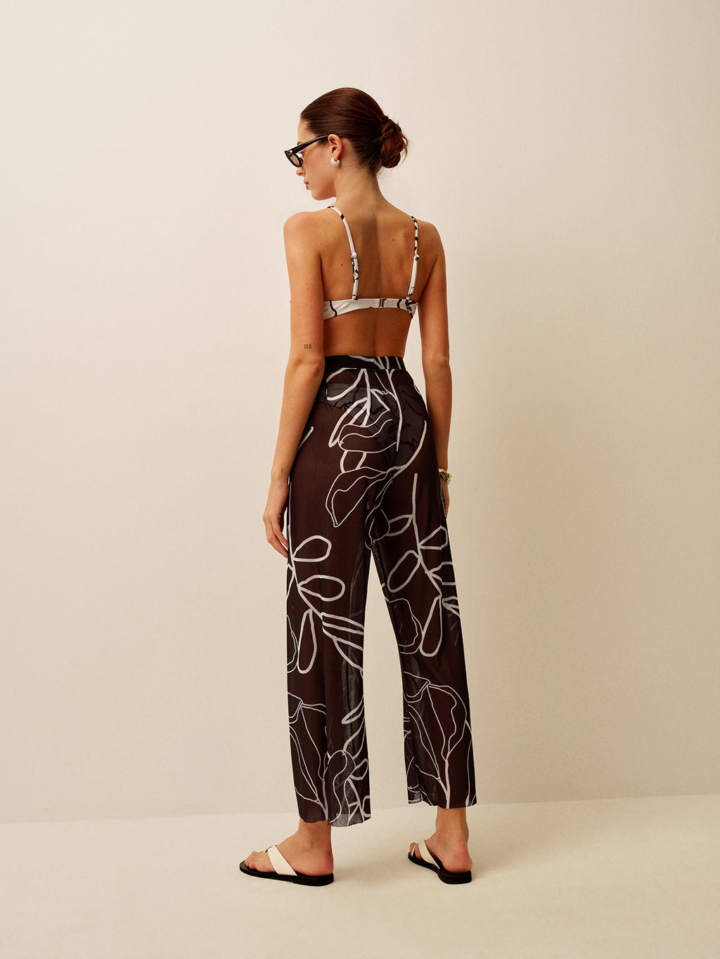 Transparente bedruckte weite Strandhose