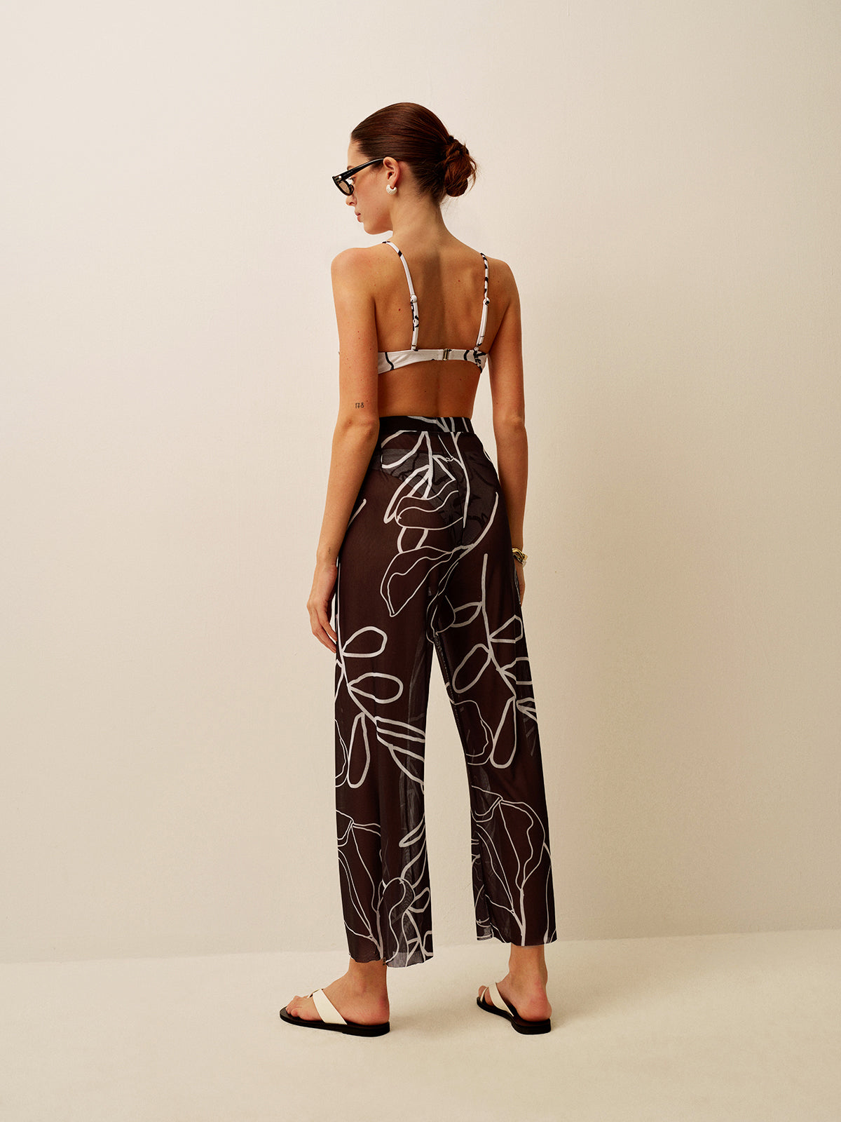 Transparente bedruckte weite Strandhose