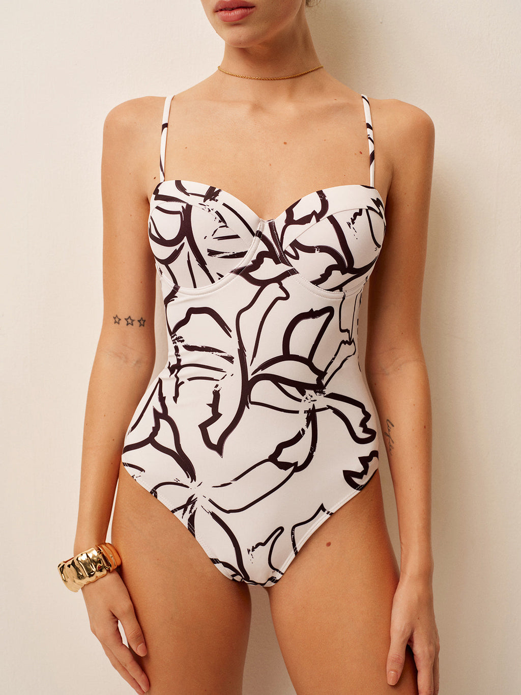 Abstract Print Spaghetti Strap One-Piece