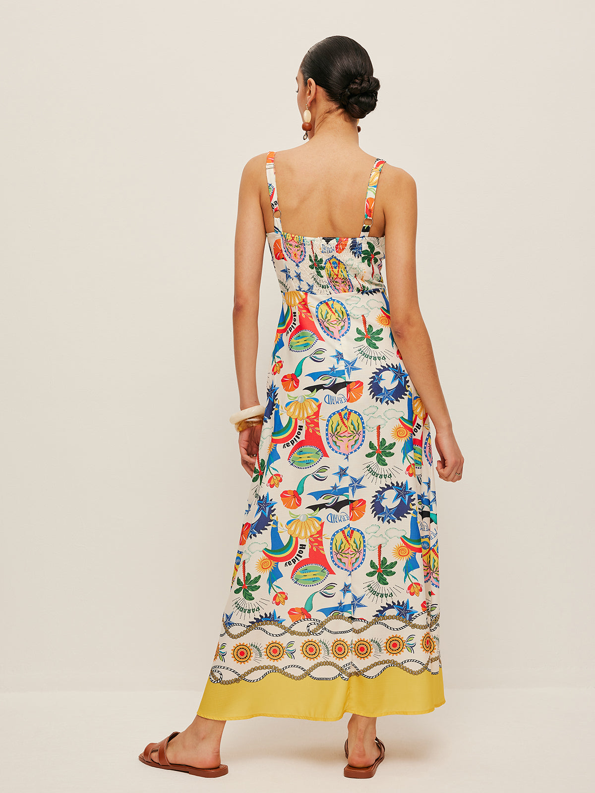 Buntes Trägerkleid mit Print