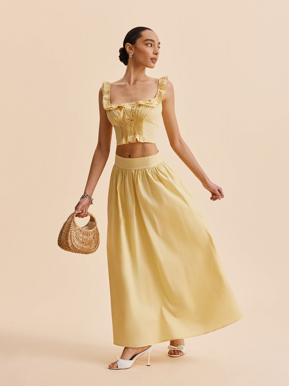 Ensemble jupe et haut court à volants 